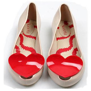 new beige heart womens jelly ballet flat shoes sz 8 8 5