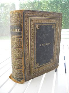 THE HOLY BIBLE CONTAINING THE OLD AND NEW TESTAMENTS 1839 LEATHER