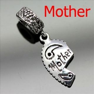 Mother Pendant Silver European Charm Bead for Snake Bracelet/Necklace 