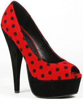 Sexy Black Red Polka Dot High Heel Platform Pump 8.5 us Pamela Promise