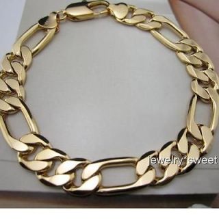   Gold filled Solid Figaro Curb link Chain Mens or Women bracelet 8.66