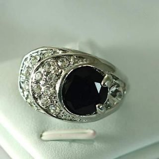   Bridal Black Nugget Gemstone 18K GP Diamante Zircon Ring Fashion