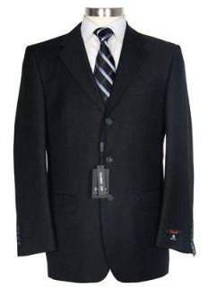 300 Renoir 36R Mens Solid Black Three Button Two Vent Suit