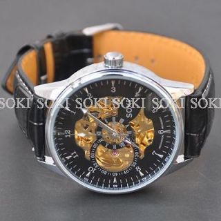   Mechanical Mens Automatic Analog Wrist Leather Band Gift Watch S099