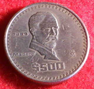 mexico 1988 $ 500 pesos president madero thick mexican coin