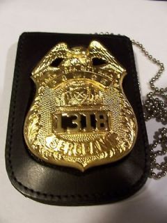 nypd sergeant style badge cut out id card neck hanger