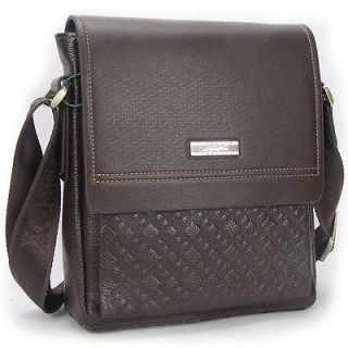   Mens rhombus pattern leather shoulder bag fashion Messenger briefcase