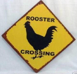 rooster crossing metal sign chicken farm primitive time left $