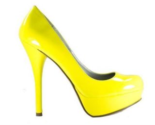 yellow neon plain heel pumps # jones s