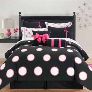 PINK DOT TWIN COMFORTER SET BED IN A BAG TEEN GIRLS WITH SHEET AND 