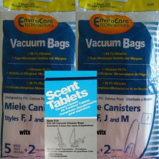 10 Miele Canister Vacuum Bags Style F J M & Scent Tablets P205