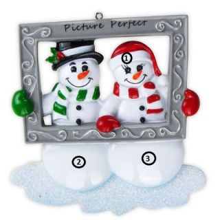 SNOWMAN COUPLE IN FRAME PERFECT TOGETHER PERSONALIZED CHRISTMAS TREE 