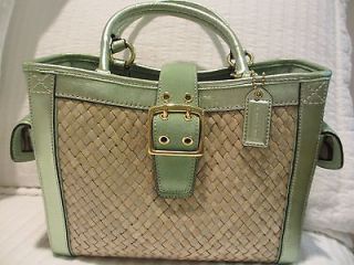 Coach Straw Tote with Mint Green Suede & Metallic Leather Gorgeo​us 