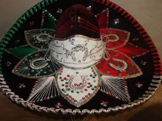 Elegant Mexican Sombrero Burgundy Mariachi Charro Western Hat