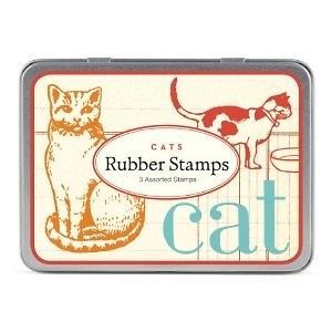cavallini co cats wooden rubber stamp set 