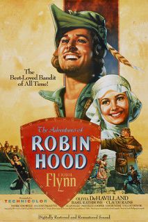   ADVENTURES OF ROBIN HOOD Movie POSTER 27x40 B Errol Flynn Olivia de