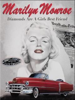 Marilyn Monroe Cadillac, Classic/Vintage American Car Small Metal/Tin 