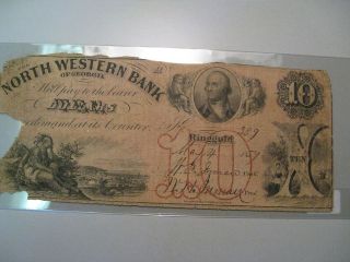 Rare 1859 $10 note. North Western Bank of Georgia. RingGold. Indian 