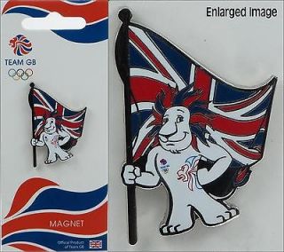 Team GB London 2012 Metal Magnet Pride Lion Standing With Flag 