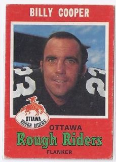 1971 OPC BILLY COOPER CFL Card #78 Ottawa Rough Riders Canadian 