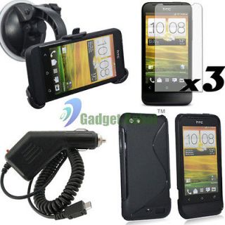   HOLDER+COVER GEL TPU CASE+CHARGER+S​CREEN PROTECTOR FOR HTC ONE V GR