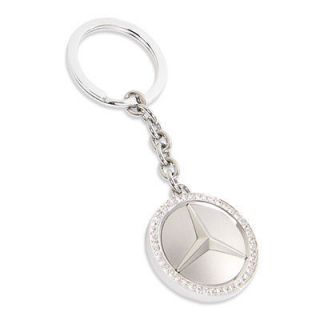   Benz Key Chain Key Ring in Silver with Swarovski Crystal Accents