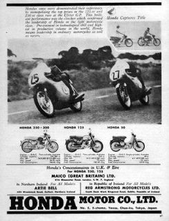 1962 honda benly dream motorcycle original racing ad 