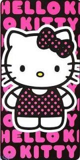 Official HELLO KITTY Beach Bath Towel PINK Black 30 x 60 Large NEW
