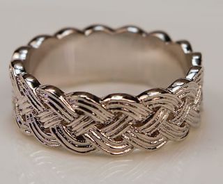 Celtic Braided Wedding Band Mens or Ladies Ring 7 mm White gold 