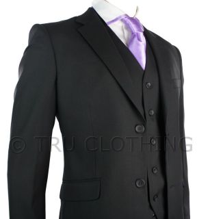 Mens Suit Black 3 Piece Work, Wedding or Party Suit Short Reg & Long 