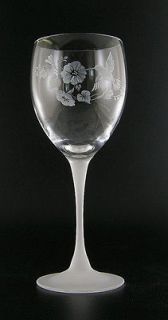 Avon Crystal Hummingbird Water Goblet Stem Glass Frosted Flowers Bird 