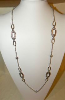  Nadri Necklace Pave Open Links Silver Tone new on sale $298 