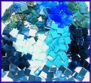blue mix w mirrors irids stained glass mosaic tiles time