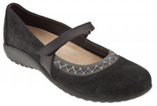 Naot Womens Timaru Mary Jane Slip on Shoes Leather Suede Black