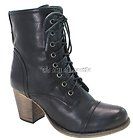 Womens GRANNY granny Victorian style lace up BLACK zippered boot 