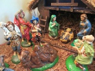 vintage 20 pc set lighted nativity scene hand painted time