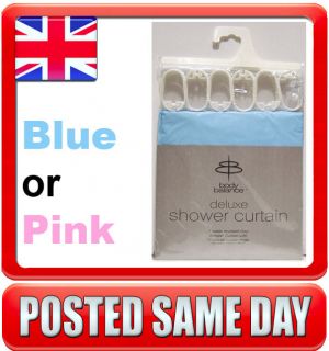 14PC Hot Pink Vinyl Shower Curtain/Rings/​Tub Mat Bath Set NEW