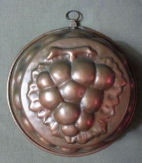 Antique French Copper Pudding or Jelly Cake Mold with Grape Design