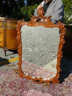 ANTIQUE MAHOGANY FANCY CARVED FRENCH CHIPPENDALE WALL MIRROR #2