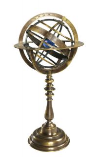 brass antiqued armillary dial sphere globe desk top 14 time