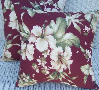 set of 2 indoor outdoor throw pillows burgundy floral returns