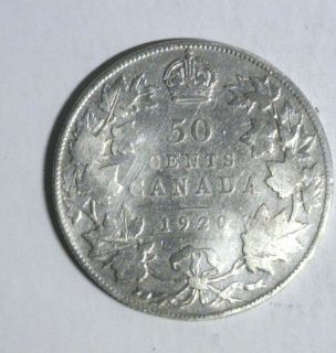 canada 50 cents 1920 fine plus silver coin time left