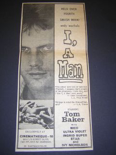 Andy Warhol I A Man Tom Baker Nico Rare Original 1968 Film Movie 