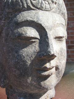   Chinese carved stone Buddha Head with wheel of life, 24 lb 10 kg
