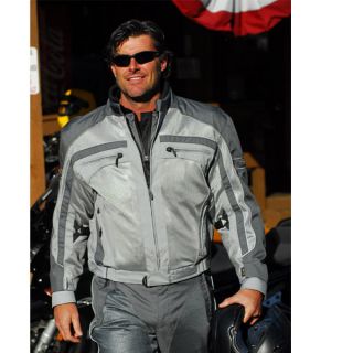 Olympia Airglide 3 Mesh Tech Motorcycle Jacket Silver Pewter Adult 