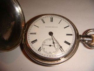 1879 HAMPDEN WATCH CO. PERRY POCKET WATCH STERLING SILVER CASE.