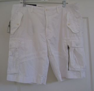 POLO Ralph Lauren White Santa Fe Poplin Cargo Shorts Sizes 38 40 42 