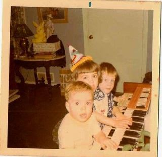 Old Vintage Photograph Three Children Playing the Piano