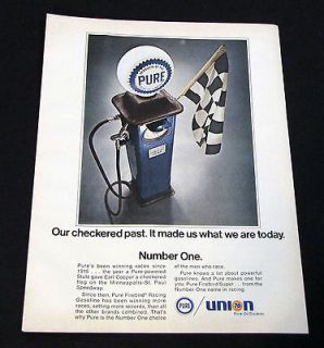 PURE UNION Vintage 1969 ORIGINAL Print Ad Racing Oil Gasoline 76 Gas 