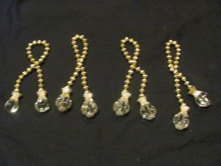 LOT OF 4 GOLD BEADED CHAIN TABLE NAPKIN RINGS WITH CLEAR CRYSTAL 